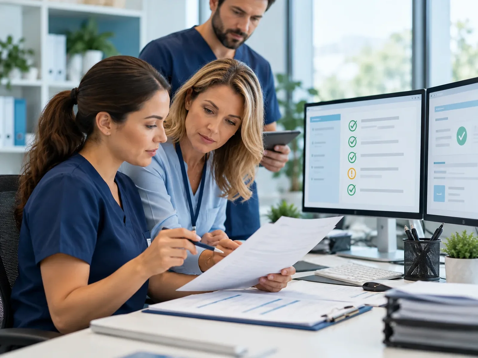 Illustrative team reviewing claims before submission