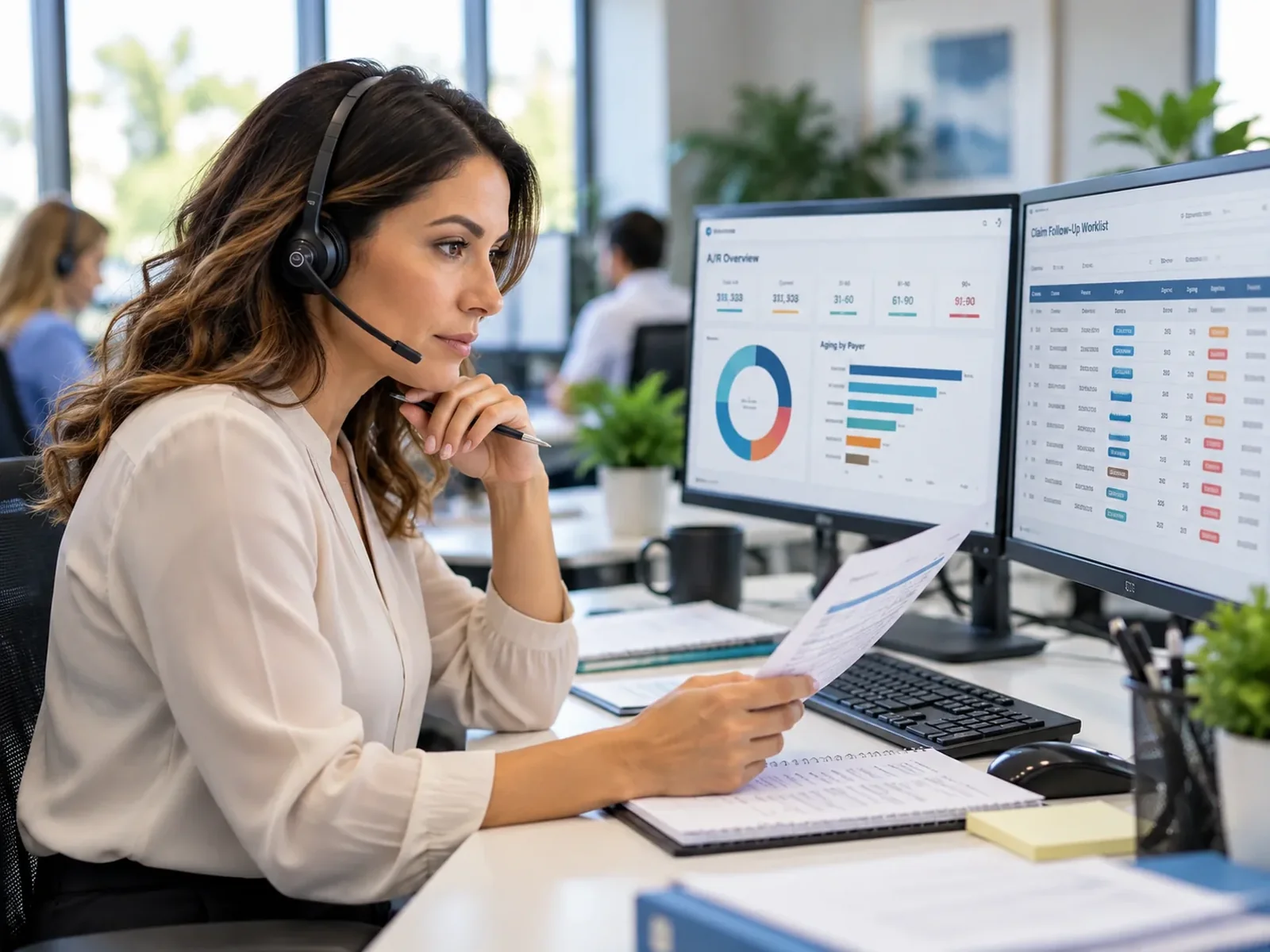 Illustrative specialist reviewing billing and coding documentation