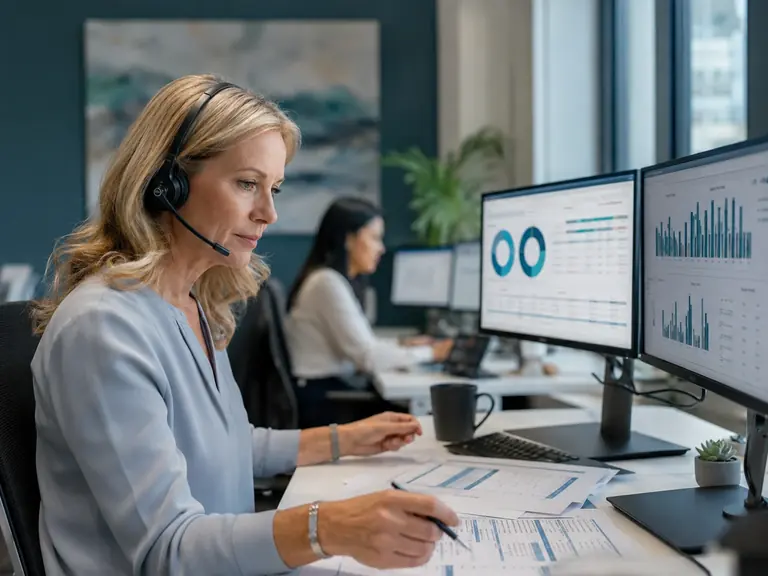 Accounts receivable specialist monitoring payer follow-up