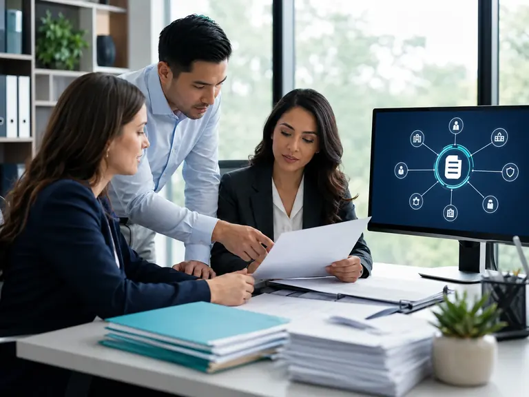 Healthcare team reviewing a connected payer and provider workflow